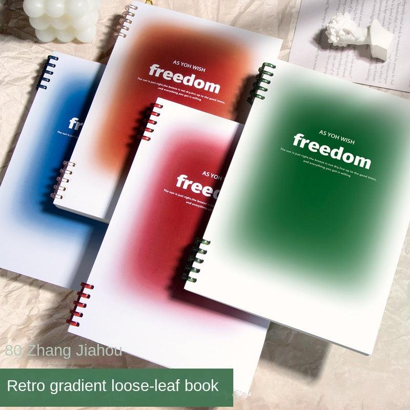 160 Pages Vintage Gradual Change Ring Binder Removable Notebook