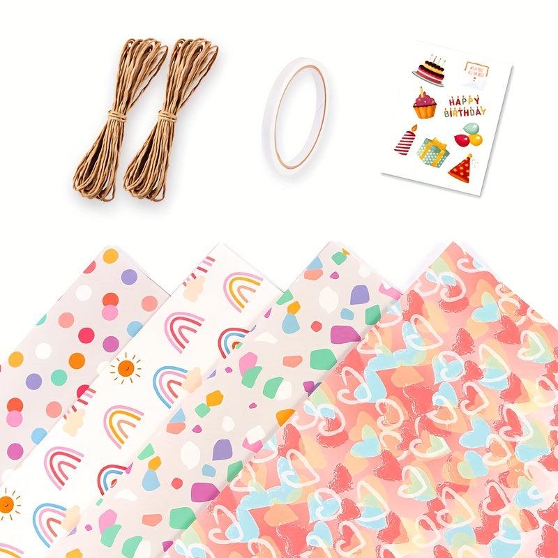 4pcs Wrapping Paper Holiday Gift Decoration Paper
