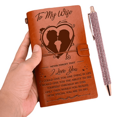 Vintage Journal PU Leather Notepad Crystal Sequin Ballpoint Pen