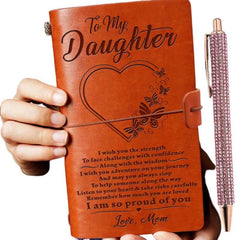 Vintage Journal PU Leather Notepad Crystal Sequin Ballpoint Pen