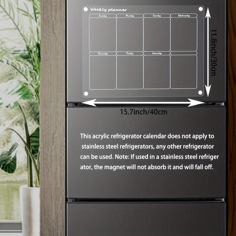 Acrylic Magnetic Weekly Calendar For Fridge - 13cmx29 Inches