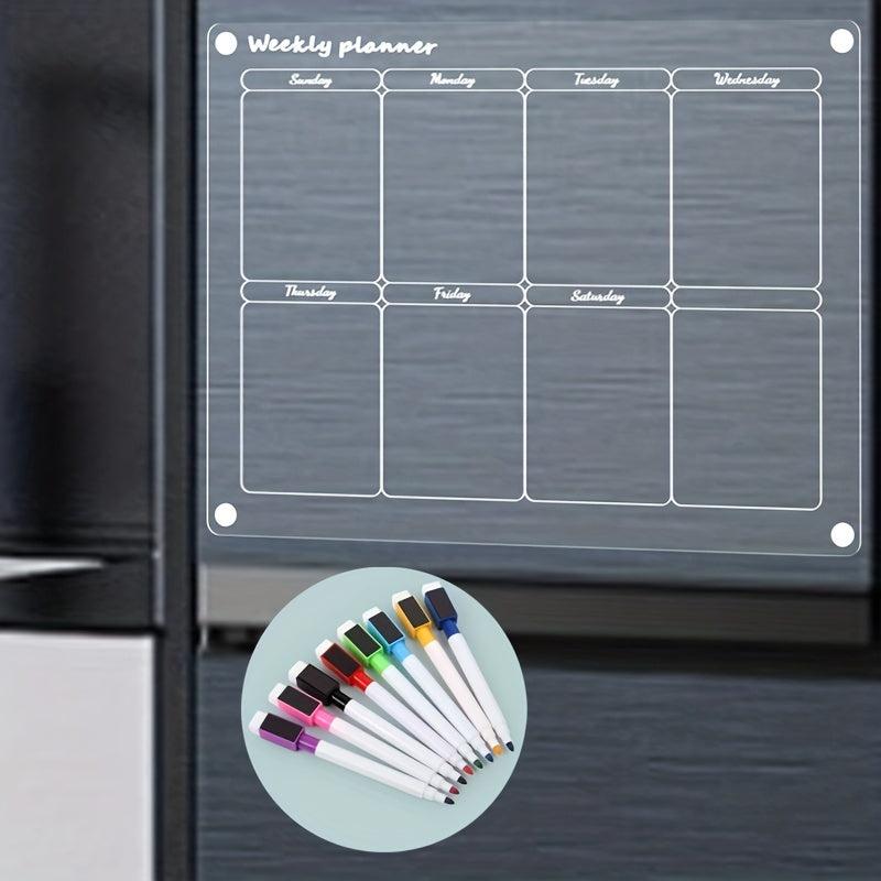 Acrylic Magnetic Weekly Calendar For Fridge - 13cmx29 Inches