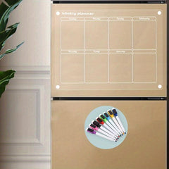 Acrylic Magnetic Weekly Calendar For Fridge - 13cmx29 Inches