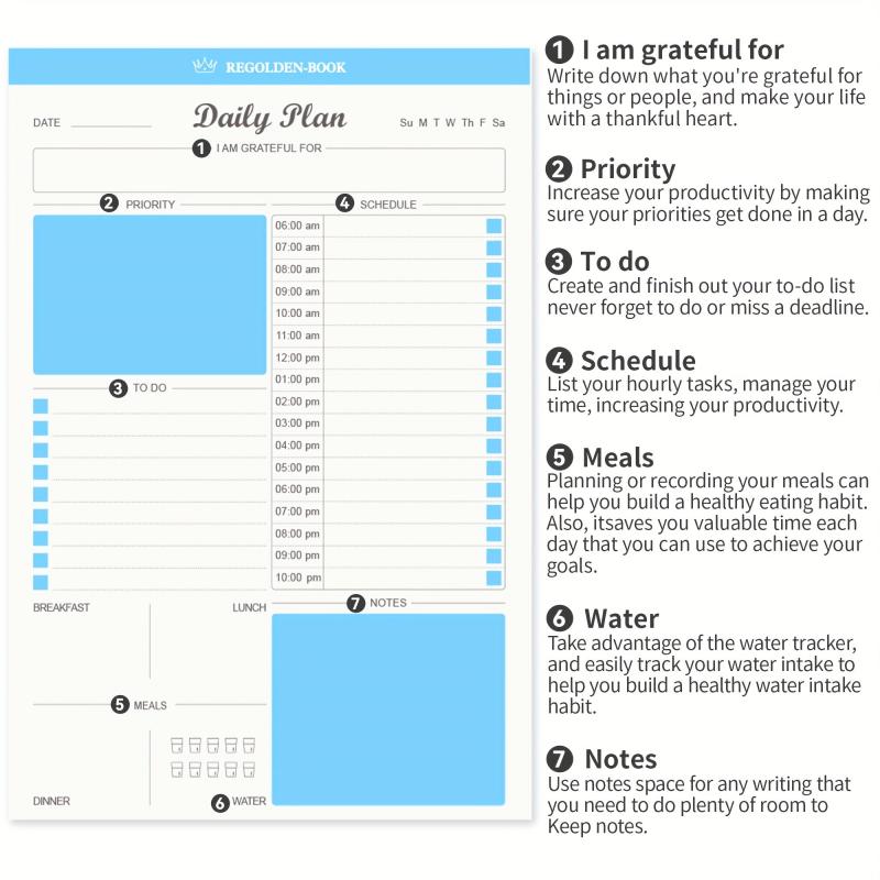 Daily To Do List Notepad Tear Off 52 Sheets Undated Desk Agenda Pl