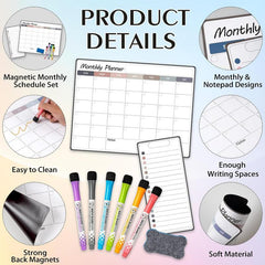 2pcs Magnetic Monthly Calendar For Fridge Colorful Magnetic Calendar Notepad