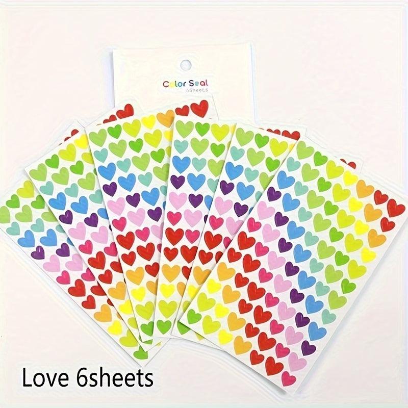 18 Sheets Small Stars Love Heart Round Sticker Labels