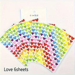 18 Sheets Small Stars Love Heart Round Sticker Labels