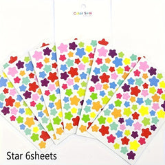 18 Sheets Small Stars Love Heart Round Sticker Labels