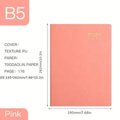B5 Faux Leather Daily Plan Notebook 365 Days Calendar Efficiency Manual