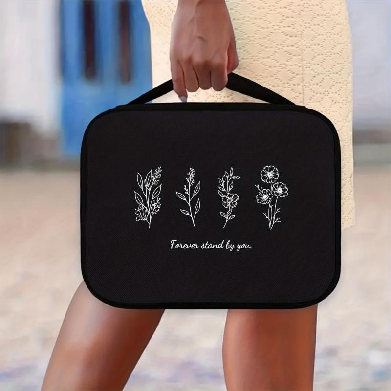 Versatile Floral Line Printed Bible Bag Casual Large Capacity Handbag