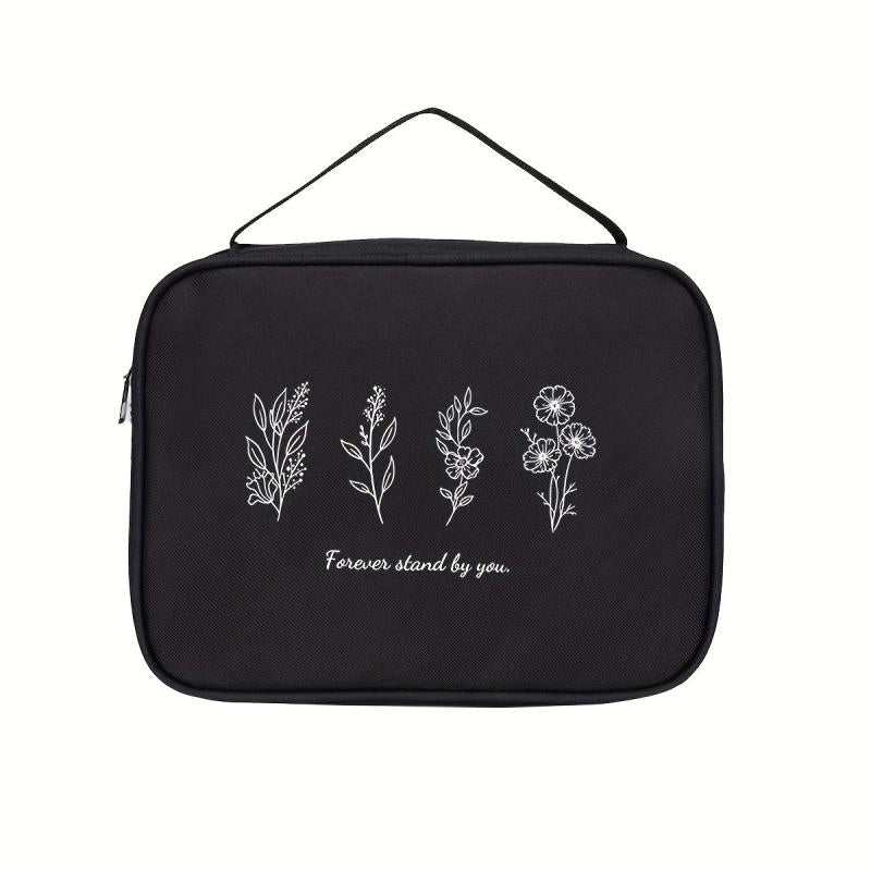 Versatile Floral Line Printed Bible Bag Casual Large Capacity Handbag