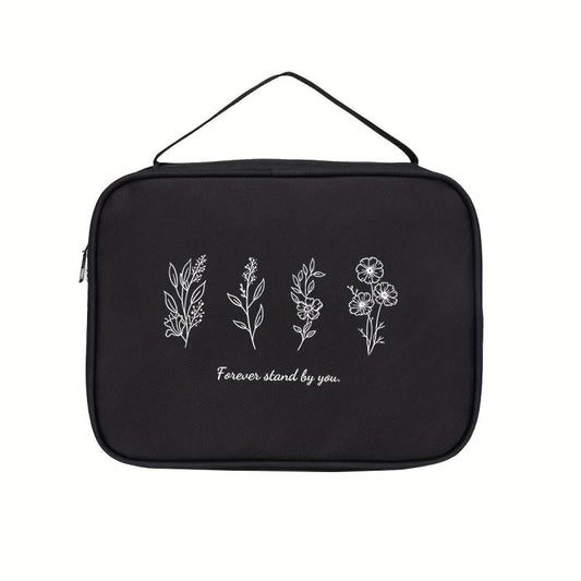 Versatile Floral Line Printed Bible Bag Casual Large Capacity Handbag