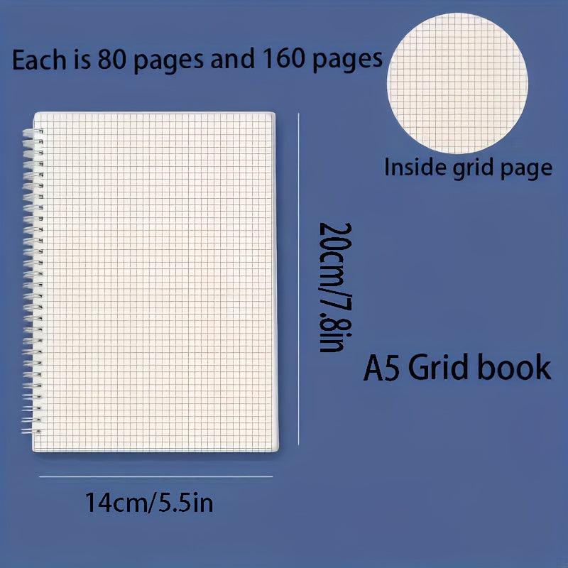 A5 B5 Spiral Notebook Grid Lined Loose Leaf Notepad