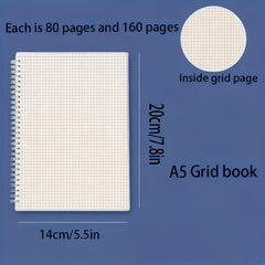 A5 B5 Spiral Notebook Grid Lined Loose Leaf Notepad