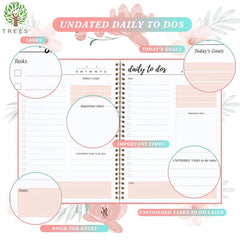 Trees Daily To Do List Hardcover Notebook Magazine Style Undated Spiral Notebook