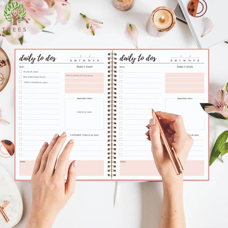 Trees Daily To Do List Hardcover Notebook Magazine Style Undated Spiral Notebook