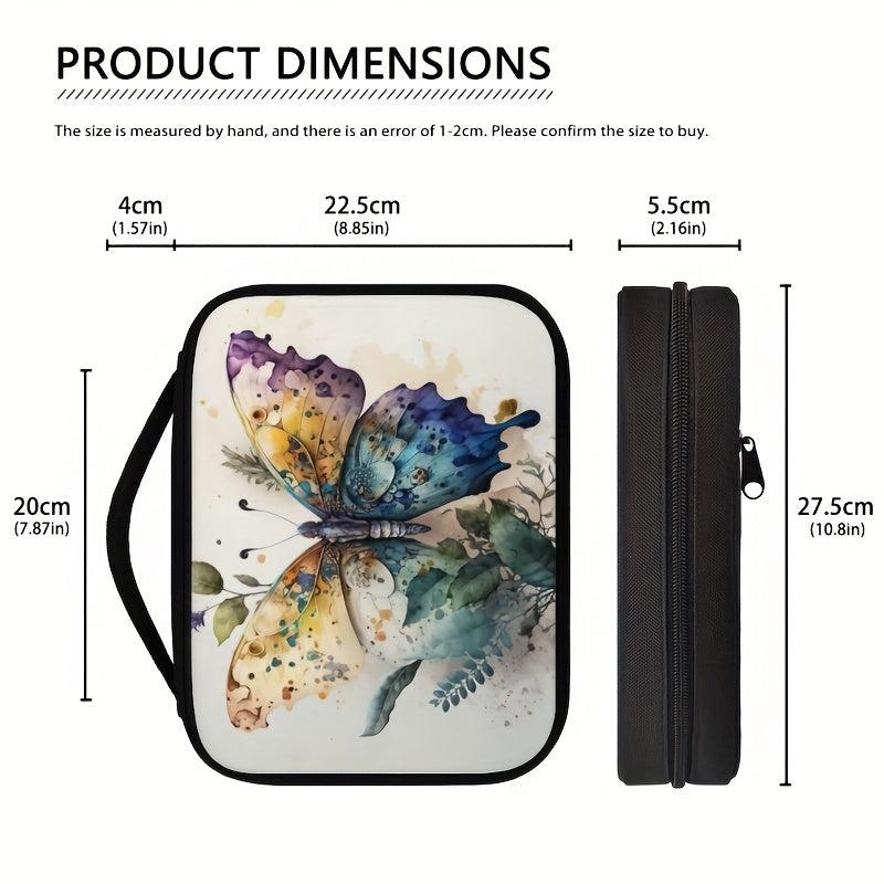 Psychedelic Butterfly Bible Cover with Handle & Zipper Pocket