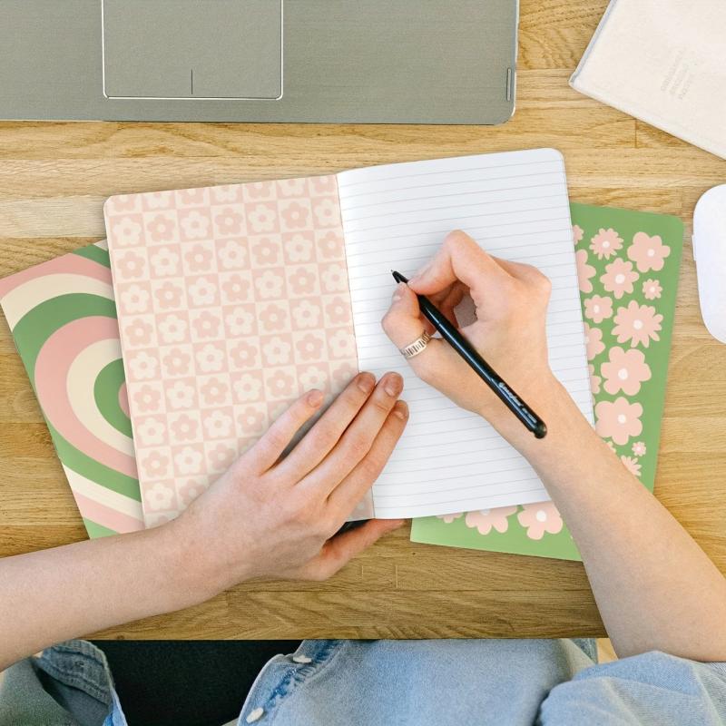 4pcs Pastel Notebooks Set A5 Journal Notebook Green Pink Lined Paper Notebook