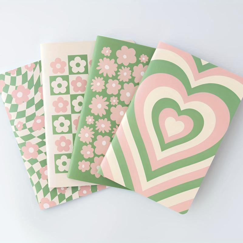 4pcs Pastel Notebooks Set A5 Journal Notebook Green Pink Lined Paper Notebook