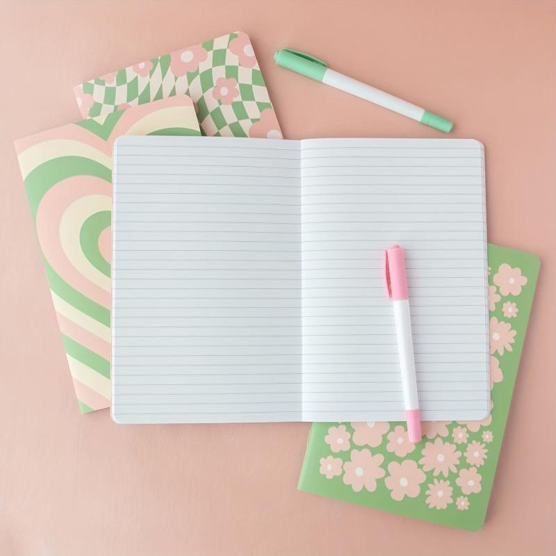 4pcs Pastel Notebooks Set A5 Journal Notebook Green Pink Lined Paper Notebook