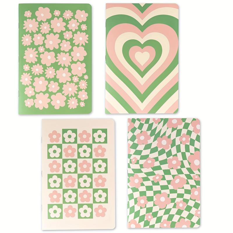 4pcs Pastel Notebooks Set A5 Journal Notebook Green Pink Lined Paper Notebook