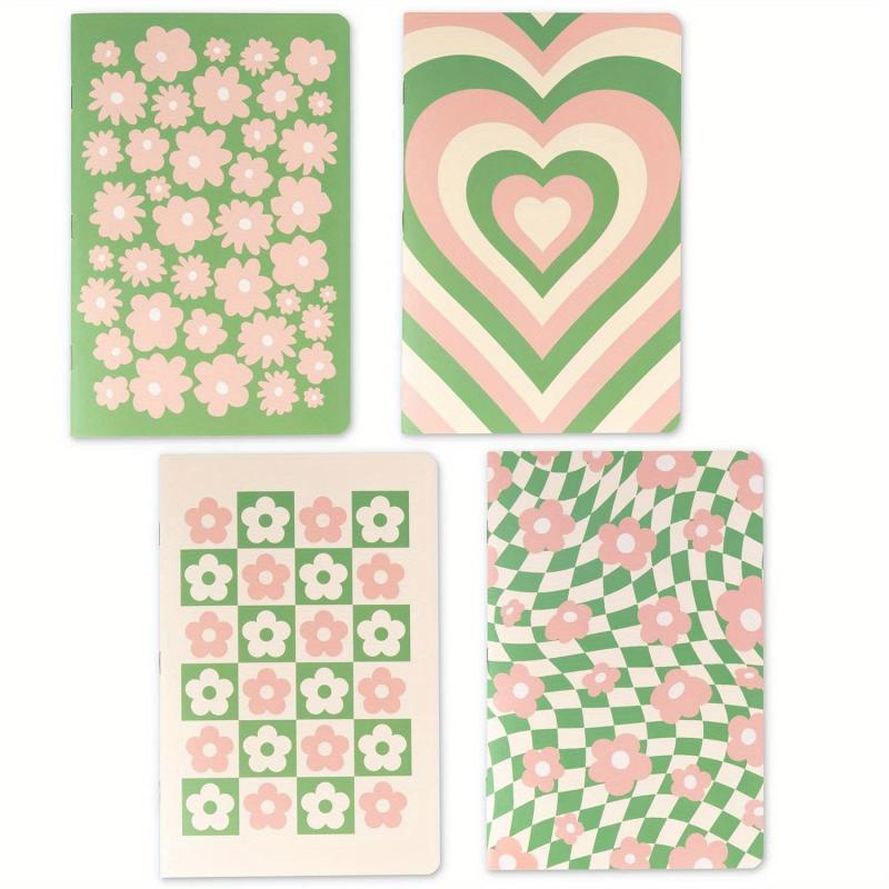 4pcs Pastel Notebooks Set A5 Journal Notebook Green Pink Lined Paper Notebook
