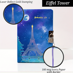 Vintage Eiffel Tower Lockable Diary A5