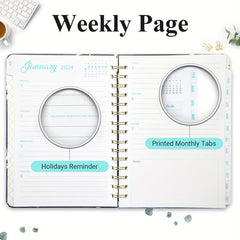 Planner Calendar Jan-Dec 15x21 Weekly Monthly Tabs
