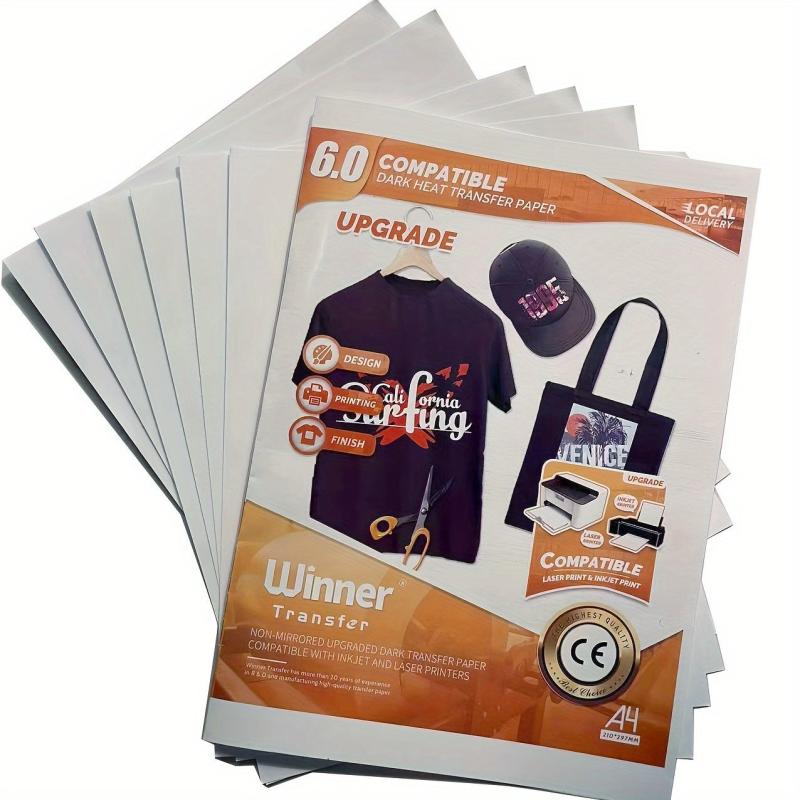 6 Sheets A4 Heat Transfer Paper for Light Fabric T Shirt Printing