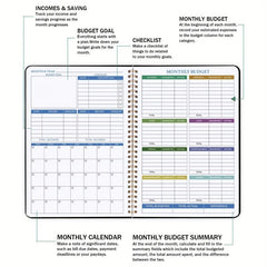 BUBU Budget Planner Monthly Finance Organizer - Undated Expense Tracker Notebook