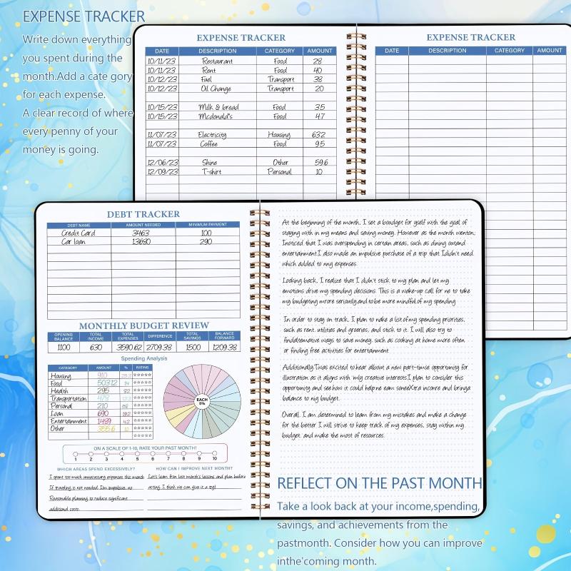 BUBU Budget Planner Monthly Finance Organizer - Undated Expense Tracker Notebook