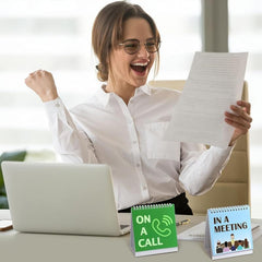 2 Funny Desk Office Signs with 30 Fun Messages, Calendar, 2 Pens