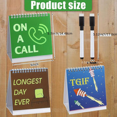 2 Funny Desk Office Signs with 30 Fun Messages, Calendar, 2 Pens