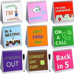 2 Funny Desk Office Signs with 30 Fun Messages, Calendar, 2 Pens