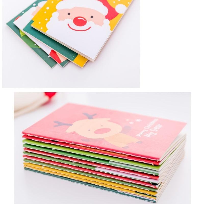 10pcs Christmas Pocket Notepads Cartoon Notebooks For Students
