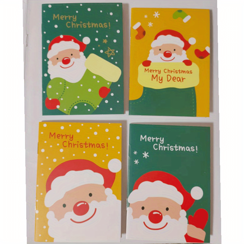 10pcs Christmas Pocket Notepads Cartoon Notebooks For Students