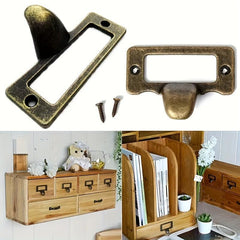 6pcs Antique Brass Metal Label Handle for Cabinet Furniture
