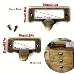 6pcs Antique Brass Metal Label Handle for Cabinet Furniture