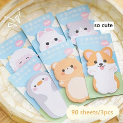 90-Sheet 3pcs Animal Sticky Notes