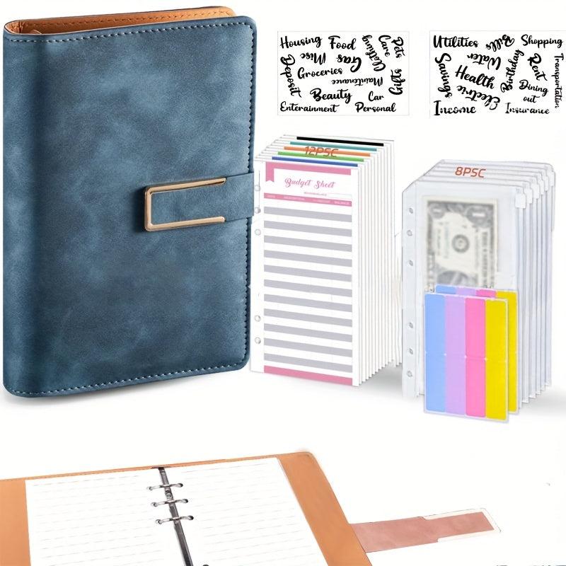 A6 PU Leather Budget Binder Notebook Cash Envelopes System