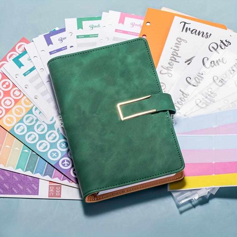 A6 PU Leather Budget Binder Notebook Cash Envelopes System