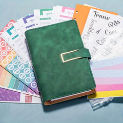 A6 PU Leather Budget Binder Notebook Cash Envelopes System