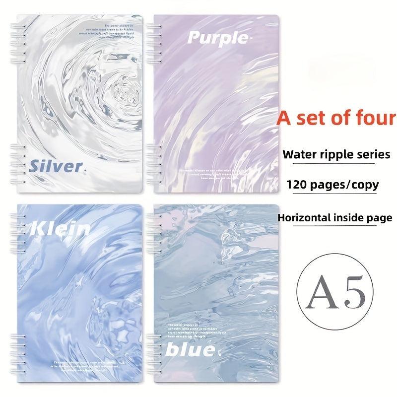 Set of 4 120pg Water Ripple Coil Books