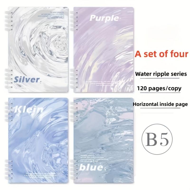 Set of 4 120pg Water Ripple Coil Books