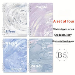 Set of 4 120pg Water Ripple Coil Books
