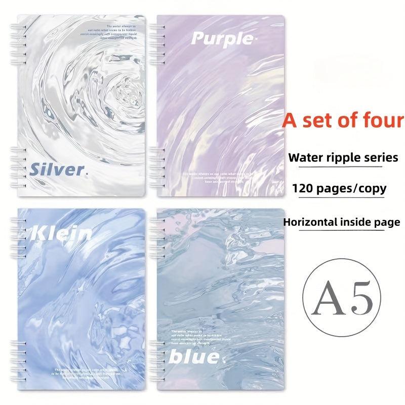 Set of 4 120pg Water Ripple Coil Books