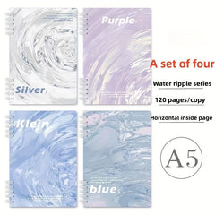 Set of 4 120pg Water Ripple Coil Books
