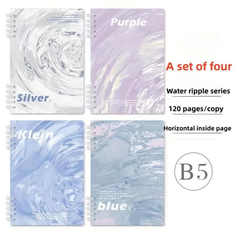 Set of 4 120pg Water Ripple Coil Books