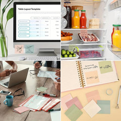 300 Sheets Pastel Transparent Sticky Notes 6 Pads 7.62x7.62 Cm