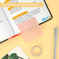 300 Sheets Pastel Transparent Sticky Notes 6 Pads 7.62x7.62 Cm